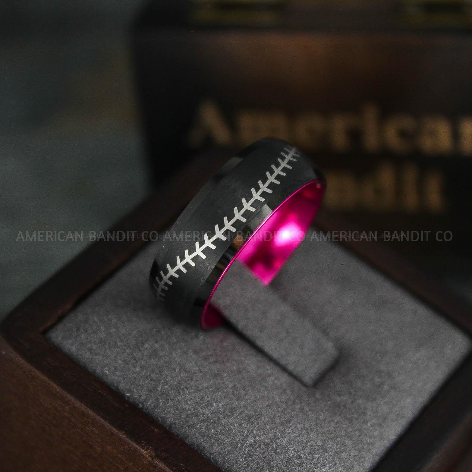 IMG_5527 Baseball Rings, Baseball Wedding Rings, Baseball Wedding Bands, Black Baseball Rings, Black Wedding Bands, Black Baseball Wedding Bands, Baseball Jewelry - Image 1