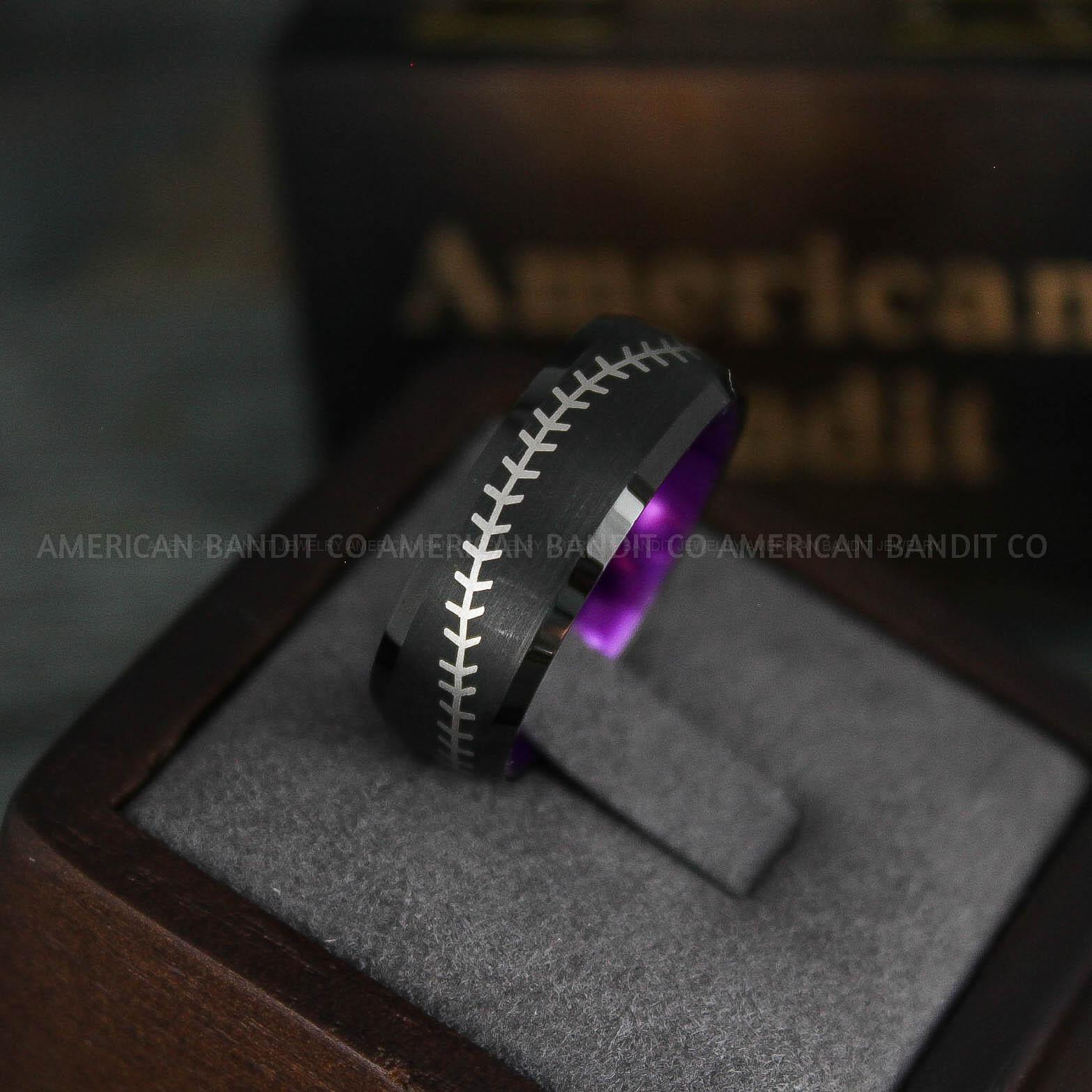 IMG_5528 Baseball Rings, Baseball Wedding Rings, Baseball Wedding Bands, Black Baseball Rings, Black Wedding Bands, Black Baseball Wedding Bands, Baseball Jewelry - Image 1
