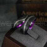 Baseball Rings, Baseball Wedding Rings, Baseball Wedding Bands, Black Baseball Rings, Black Wedding Bands, Black Baseball Wedding Bands, Baseball Jewelry - Image 3