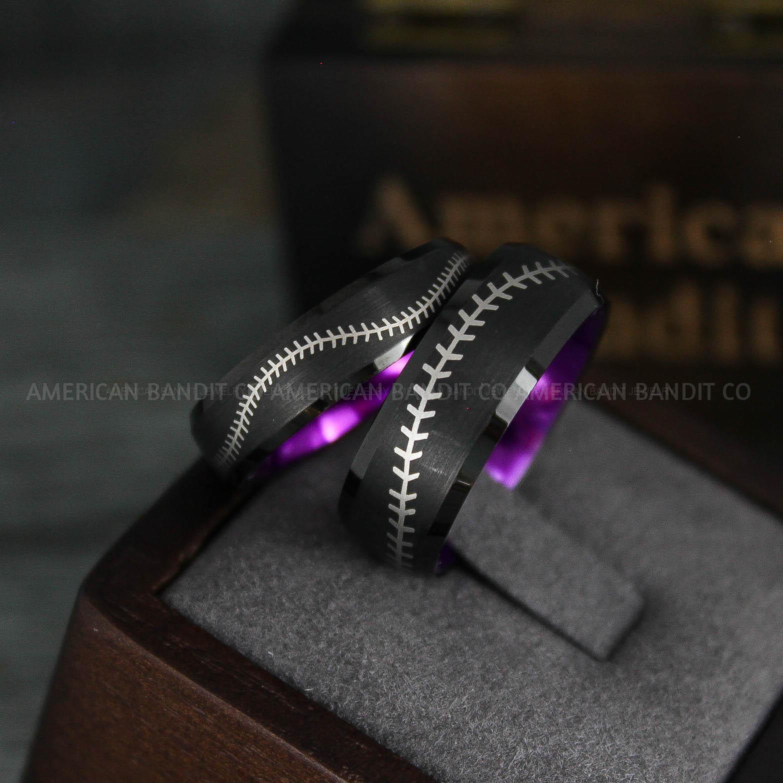 IMG_5529 Baseball Rings, Baseball Wedding Rings, Baseball Wedding Bands, Black Baseball Rings, Black Wedding Bands, Black Baseball Wedding Bands, Baseball Jewelry - Image 1