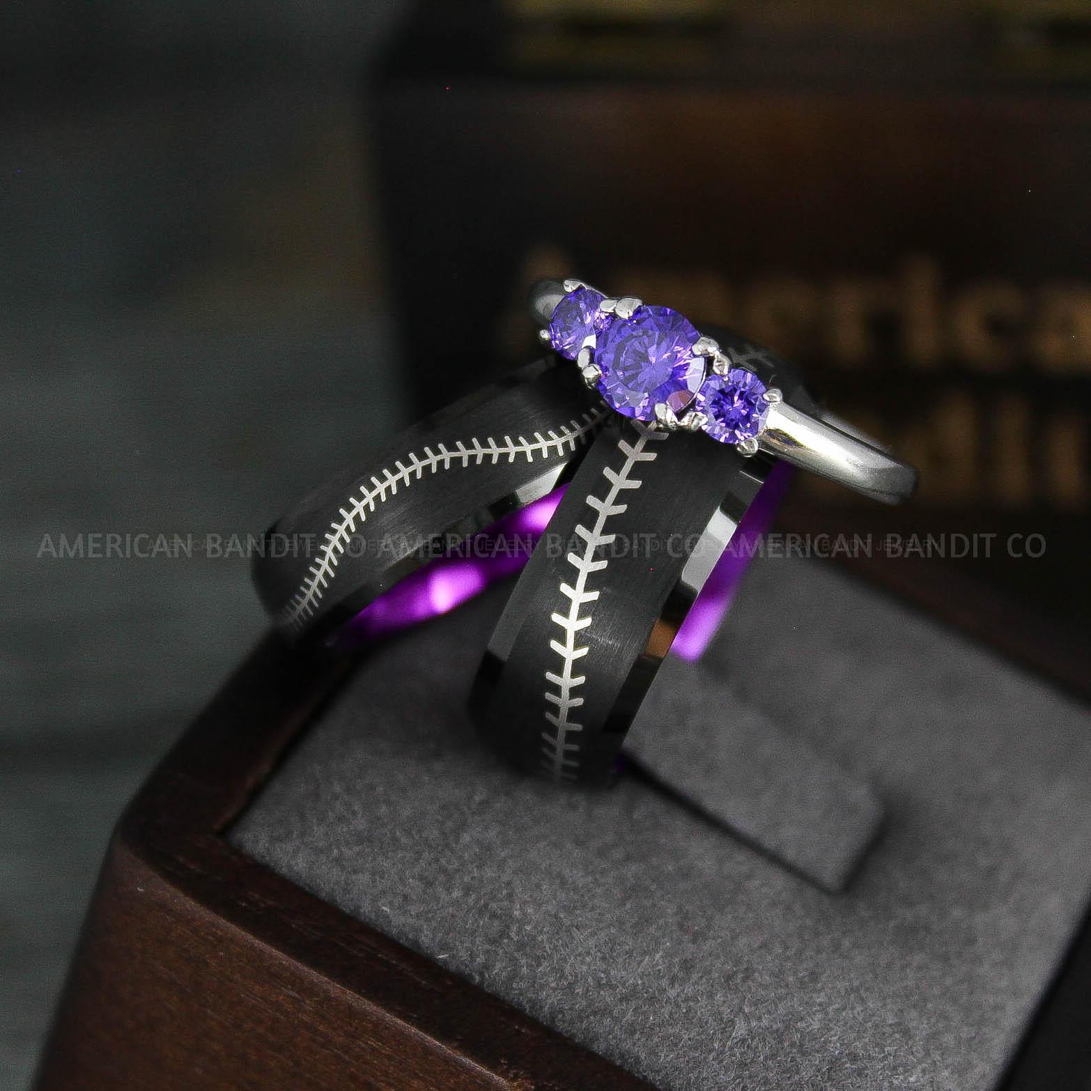 IMG_5530 Baseball Rings, Baseball Wedding Rings, Baseball Wedding Bands, Black Baseball Rings, Black Wedding Bands, Black Baseball Wedding Bands, Baseball Jewelry - Image 1