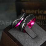 Baseball Rings, Baseball Wedding Rings, Baseball Wedding Bands, Black Baseball Rings, Black Wedding Bands, Black Baseball Wedding Bands, Baseball Jewelry - Image 2