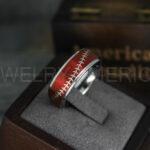 Baseball Ring, Baseball Wedding Ring, Baseball Wedding Band, Red Ring, Red Wedding Band, Red Baseball Wedding Band, Baseball Jewelry