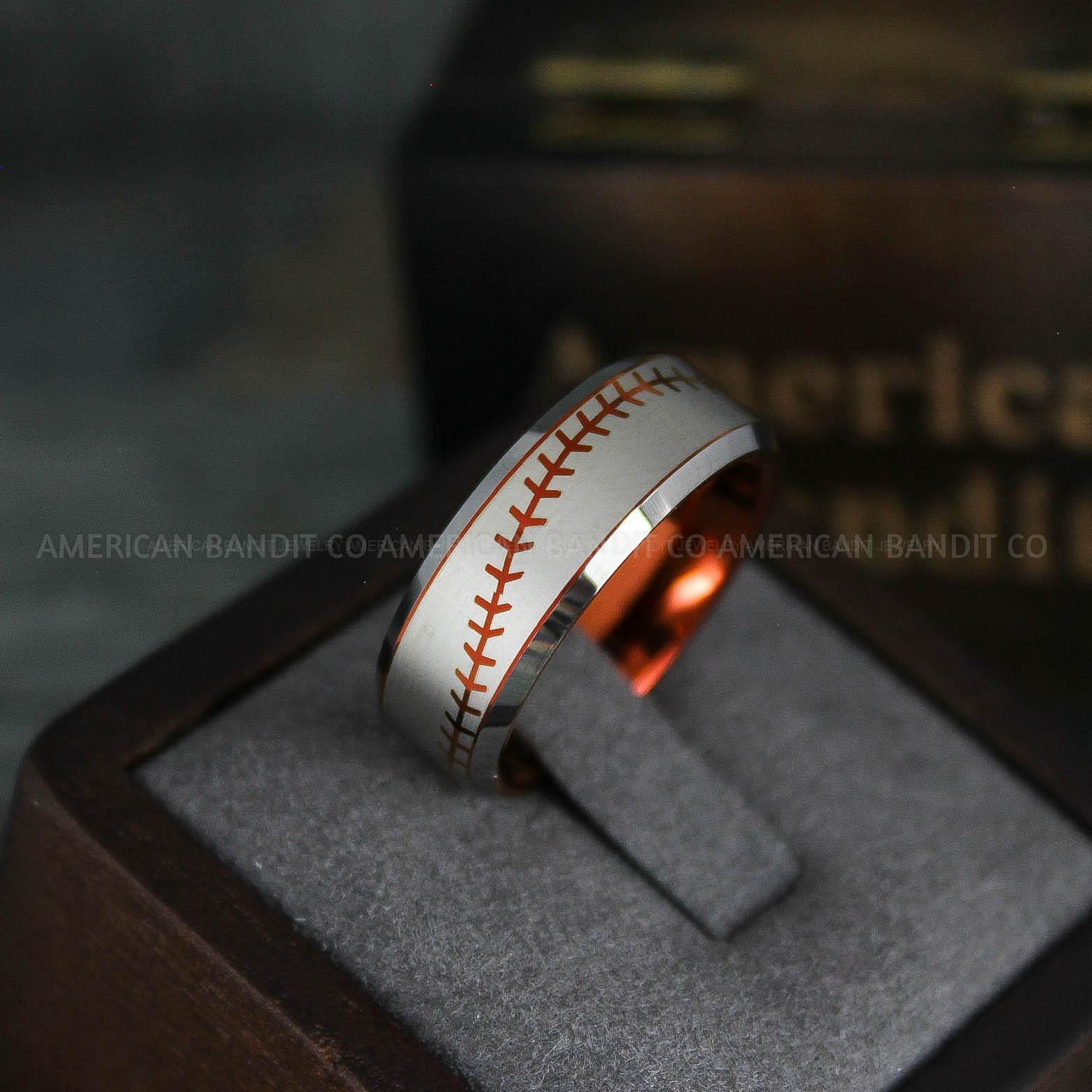 IMG_5534 Baseball Ring, Baseball Wedding Ring, Baseball Wedding Band, Red Ring, Red Wedding Band, Red Baseball Wedding Band, Baseball Jewelry - Image 1