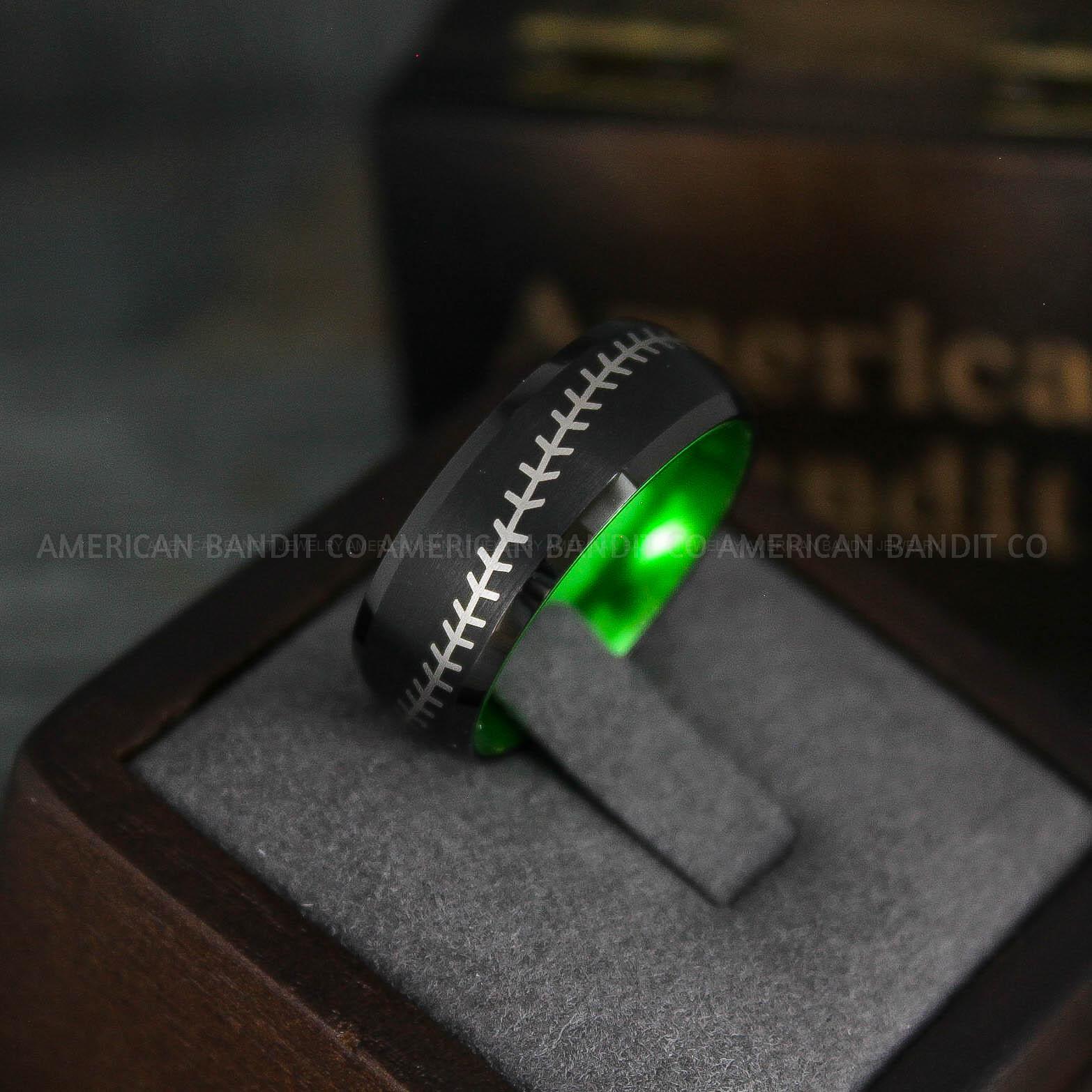 IMG_5537 Baseball Ring, Baseball Wedding Ring, Baseball Wedding Band, Black Baseball Ring, Black Wedding Band, Black Baseball Wedding Band, Baseball Jewelry - Image 1