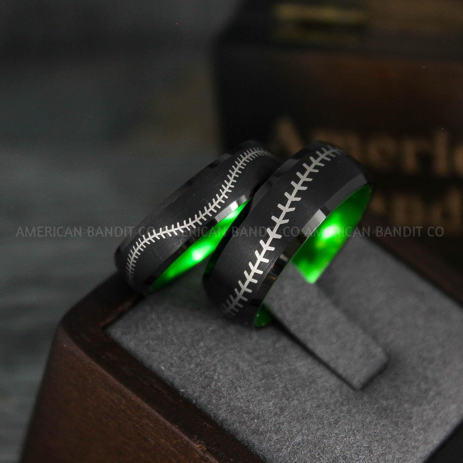 IMG_5538 Baseball Rings, Baseball Wedding Rings, Baseball Wedding Bands, Black Baseball Rings, Black Wedding Bands, Black Baseball Wedding Bands, Baseball Jewelry - Image 1