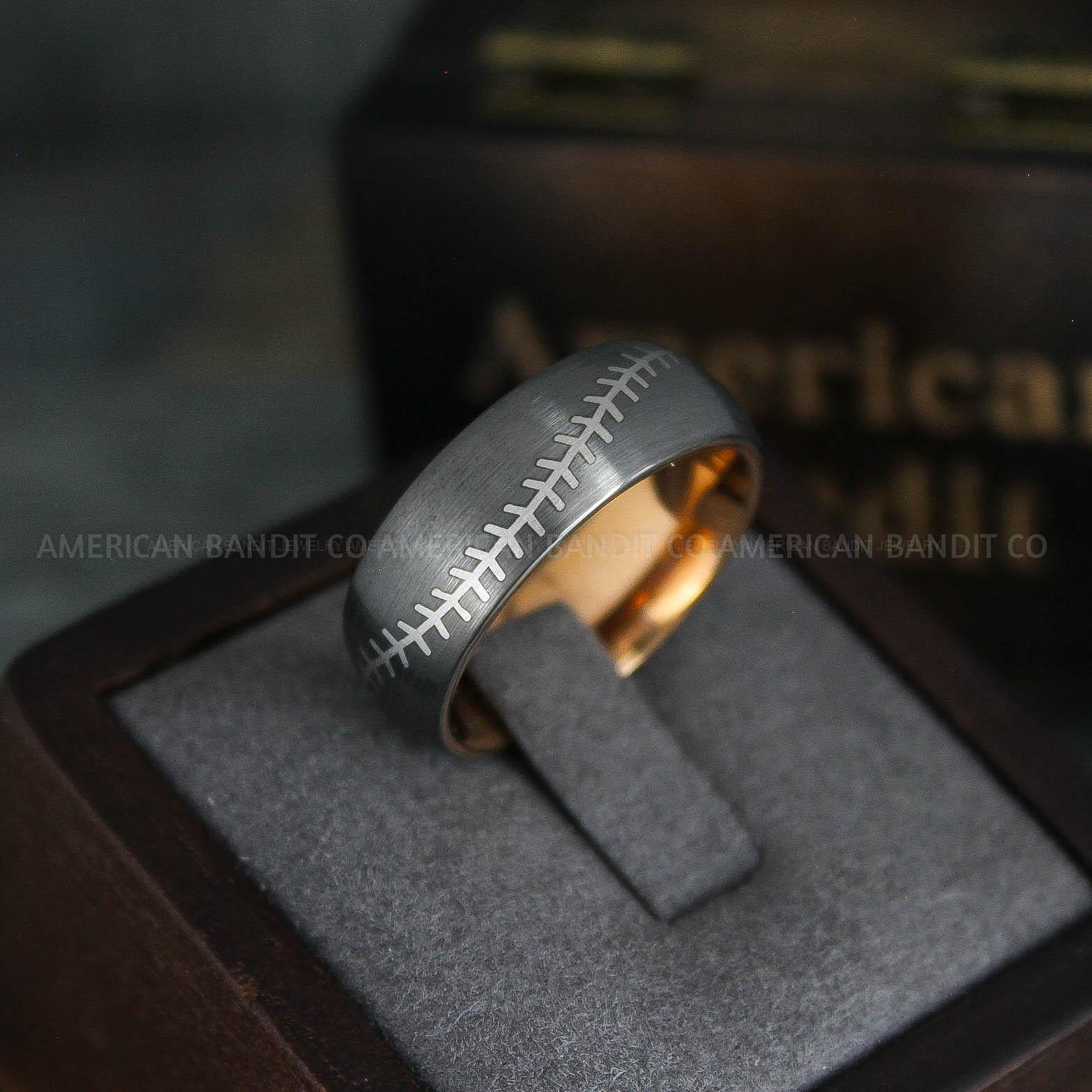 IMG_5542 Baseball Ring, Baseball Wedding Ring, Baseball Wedding Band, Gunmetal Baseball Ring, Gunmetal Wedding Band, Gunmetal Baseball Wedding Band, Baseball Jewelry - Image 1