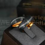 Baseball Ring, Baseball Wedding Ring, Baseball Wedding Band, Black Baseball Ring, Black Wedding Band, Black Baseball Wedding Band, Baseball Jewelry - Image 2
