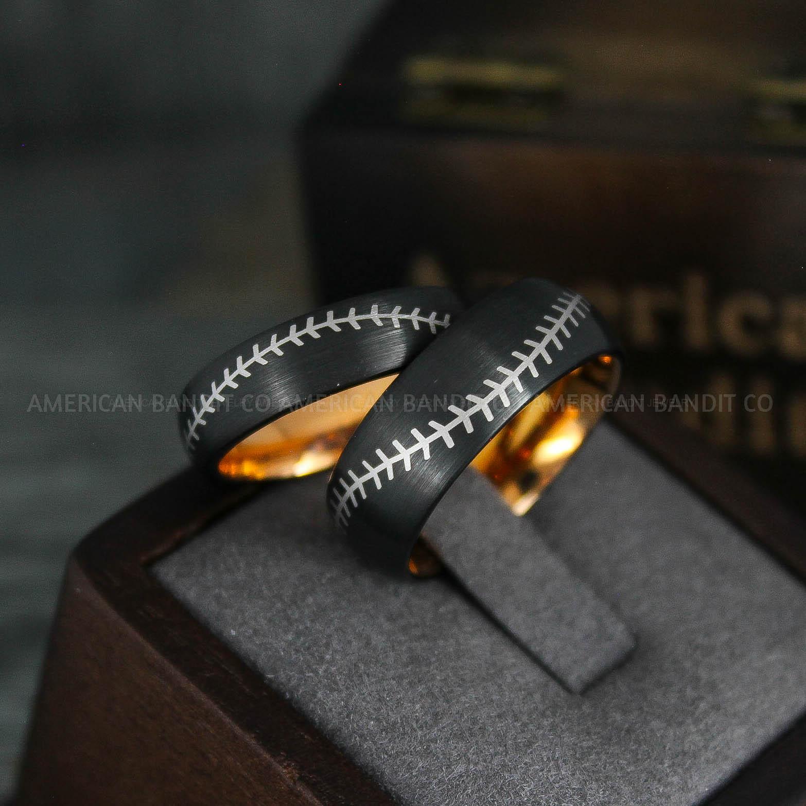 IMG_5546 Baseball Rings, Baseball Wedding Rings, Baseball Wedding Bands, Black Baseball Rings, Black Wedding Bands, Black Baseball Wedding Bands, Baseball Jewelry - Image 1