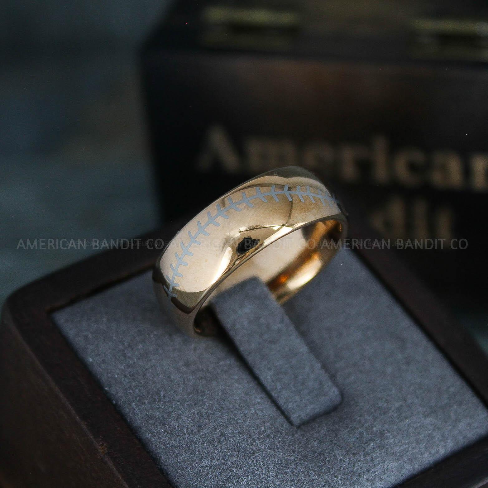 IMG_5550 Baseball Ring, Baseball Wedding Ring, Baseball Wedding Band, 14K Rose Gold Baseball Ring, Rose Gold Wedding Band, Rose Gold Baseball Wedding Band, Baseball Jewelry - Image 1