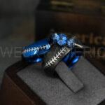 Baseball Rings, Baseball Wedding Rings, Baseball Wedding Bands, Blue Rings, Blue Wedding Bands, Blue Baseball Wedding Bands, Baseball Jewelry