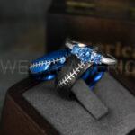 Baseball Rings, Baseball Wedding Rings, Baseball Wedding Bands, Blue Rings, Blue Wedding Bands, Blue Baseball Wedding Bands, Baseball Jewelry