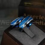 Baseball Rings, Baseball Wedding Rings, Baseball Wedding Bands, Blue Rings, Blue Wedding Bands, Blue Baseball Wedding Bands, Baseball Jewelry - Image 3