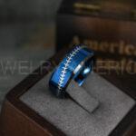 Baseball Ring, Baseball Wedding Ring, Baseball Wedding Band, Blue Ring, Blue Wedding Band, Blue Baseball Wedding Band, Baseball Jewelry