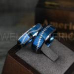 Baseball Ring, Baseball Wedding Ring, Baseball Wedding Band, Blue Ring, Blue Wedding Band, Blue Baseball Wedding Band, Baseball Jewelry - Image 2