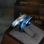 Baseball Rings, Baseball Wedding Rings, Baseball Wedding Bands, Blue Rings, Blue Wedding Bands, Blue Baseball Wedding Bands, Baseball Jewelry