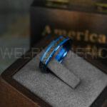 Blue Wedding Band, Blue Wedding Ring, Blue Tungsten Ring with Black Carbon Fiber Inlay, 4mm Blue Ring - Image 3