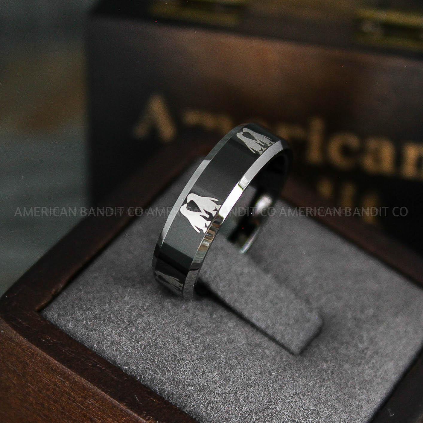 IMG_5590 Penguin Ring, Penguin Jewelry, Penguins Wedding Ring, Penguins Wedding Band, Black Wedding Band, Black Wedding Ring, Penguins Jewelry - Image 1