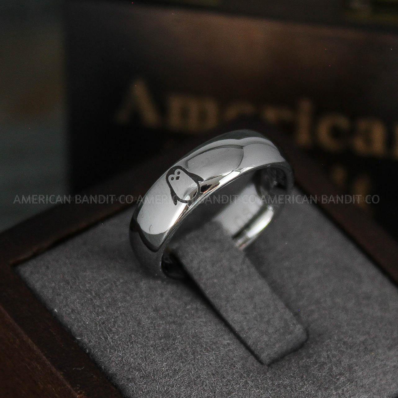 IMG_5597 Penguin Ring, Penguin Jewelry, Penguins Wedding Ring, Penguins Wedding Band, Silver Wedding Band, Silver Wedding Ring, Penguins Jewelry - Image 1