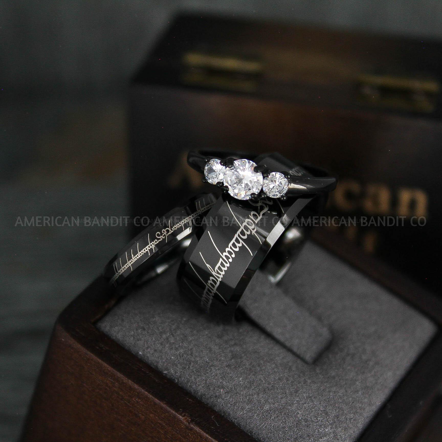 IMG_5602 Elvish Rings, Elvish Wedding Rings, Elvish Wedding Bands, Elvish Jewelry, Black Wedding Rings - Image 1