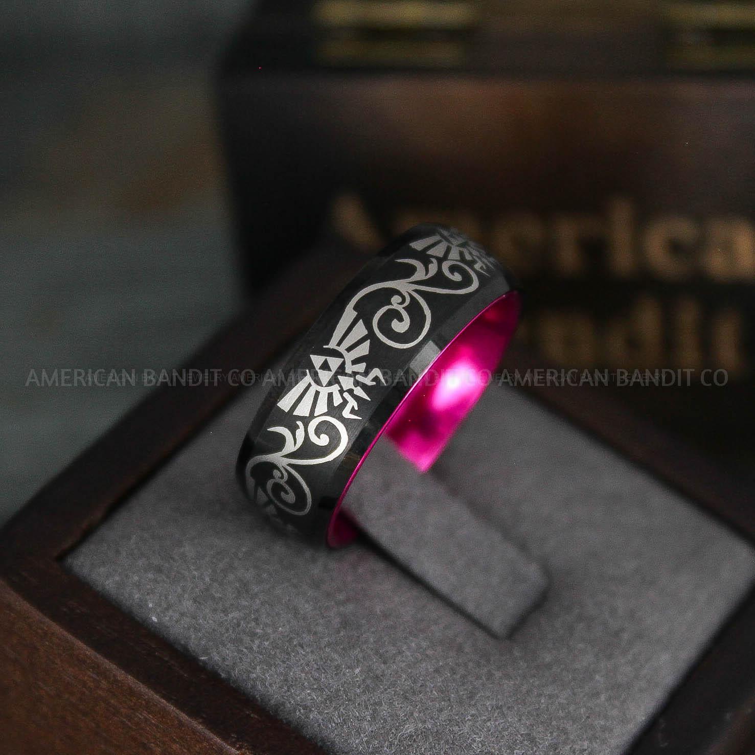 IMG_5607 Zelda Ring, Zelda Wedding Ring, Gamer Ring, Gamer Jewelry, Zelda Wedding Band, Gamer Wedding Ring, Black Wedding Ring - Image 1