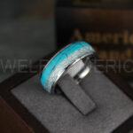 Turquoise Ring, Meteorite Ring, Meteorite Wedding Ring, Meteorite Wedding Band, Meteorite Jewelry, Turquoise Wedding Ring, Turquoise Wedding Band, Meteor Ring