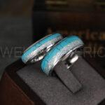 Turquoise Ring, Meteorite Ring, Meteorite Wedding Ring, Meteorite Wedding Band, Meteorite Jewelry, Turquoise Wedding Ring, Turquoise Wedding Band, Meteor Ring - Image 2