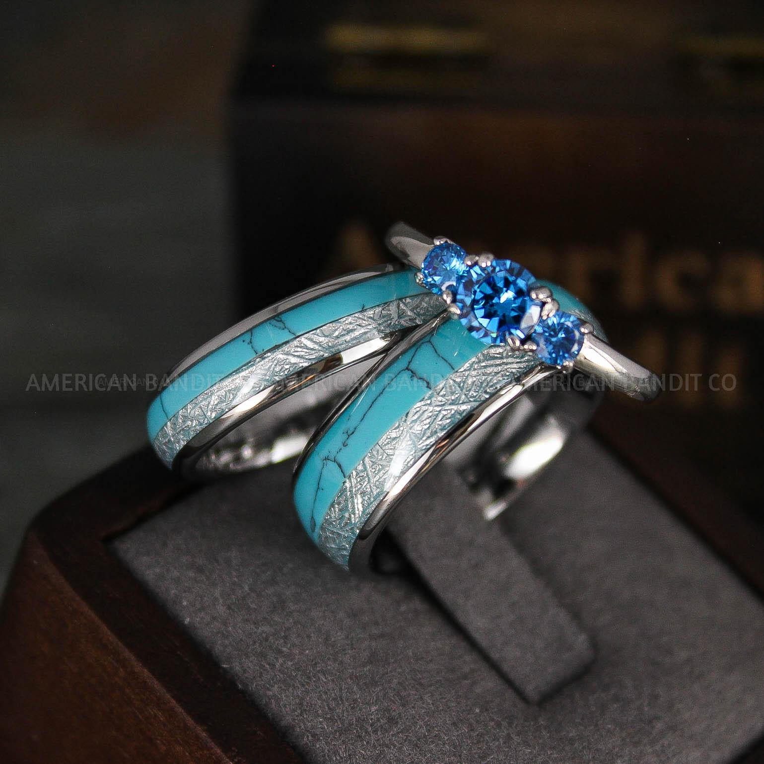 IMG_5620 Turquoise Rings, Meteorite Rings, Meteorite Wedding Rings, Meteorite Wedding Bands, Meteorite Jewelry, Turquoise Wedding Rings, Turquoise Wedding Bands, Meteor Rings - Image 1