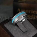 Turquoise Ring, Turquoise Wedding Ring, Turquoise Wedding Band, Turquoise Jewelry, Silver Wedding Ring, Silver Wedding Band, Turquoise Ring - Image 3