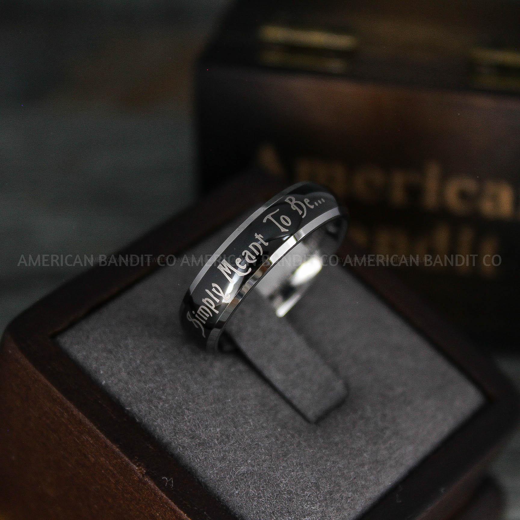 IMG_5630 Simply Meant To Be Ring, Black Wedding Band, Black Wedding Ring, Jack and Sally Rings - Image 1