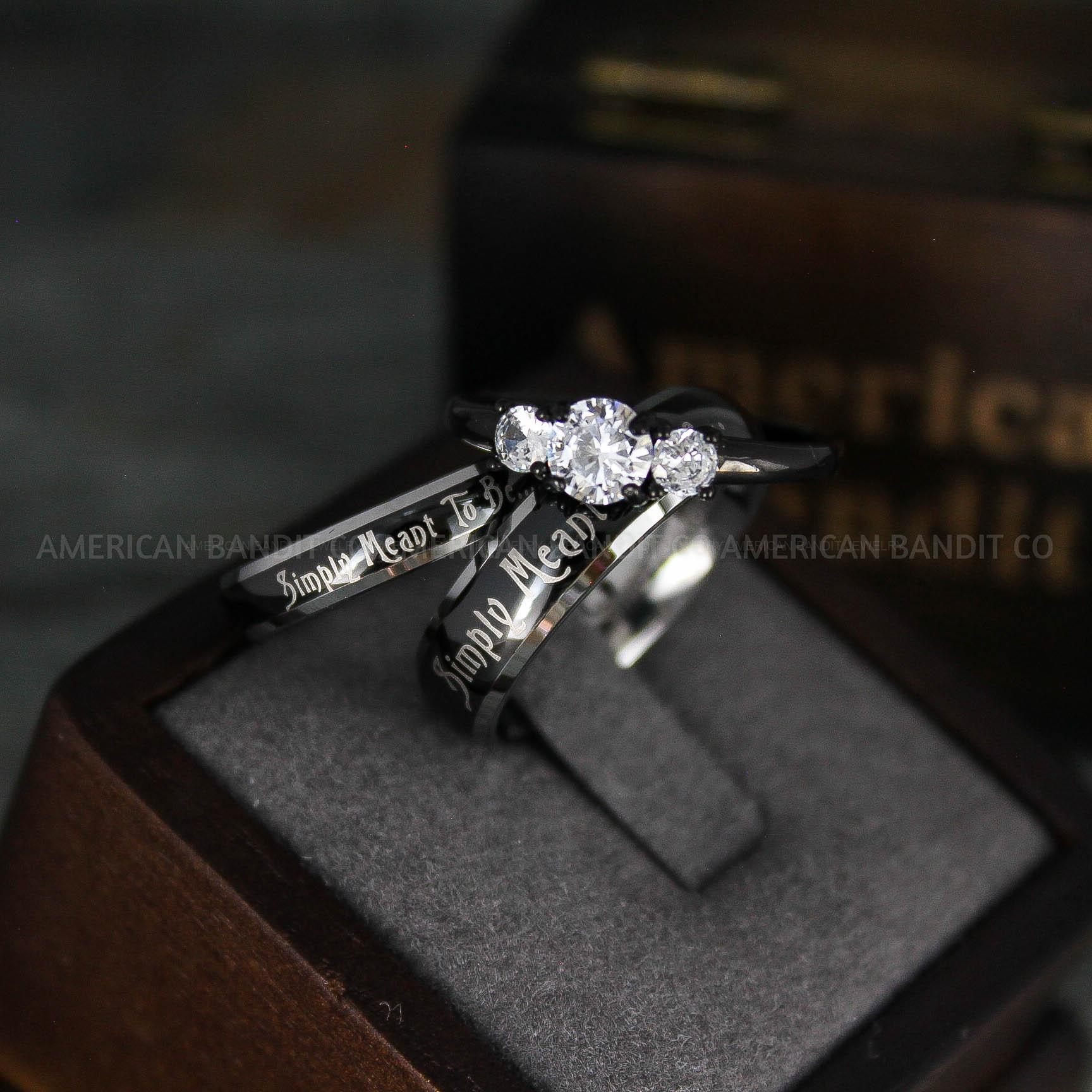IMG_5632 Simply Meant To Be Rings, Black Wedding Bands, Black Wedding Rings, Couple Rings, Couple Jewelry, His and Her Rings, Matching Rings Couple Wedding Ring Couple Jewelry - Image 1