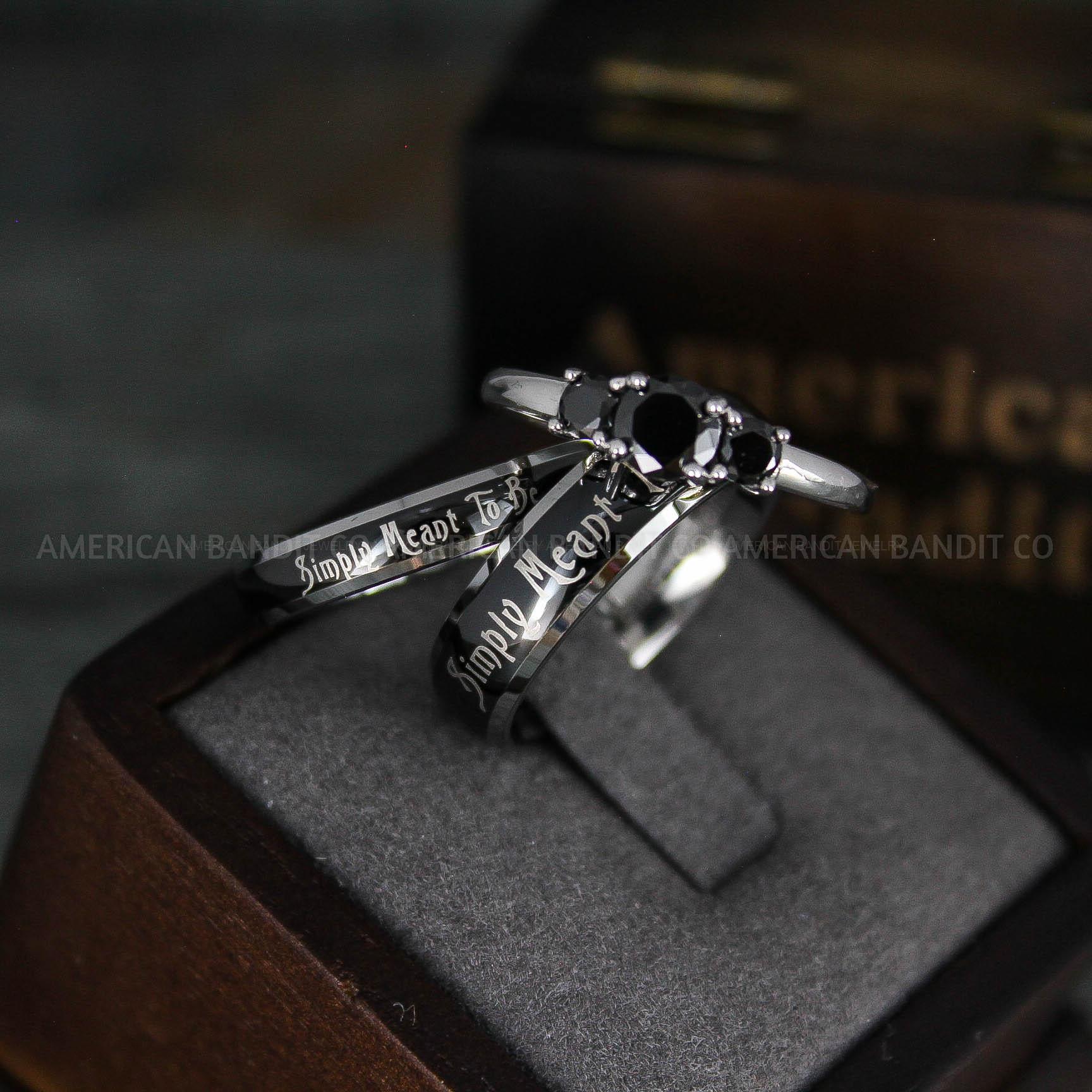 IMG_5633 Simply Meant To Be Rings, Black Wedding Bands, Black Wedding Rings, Couple Rings, Couple Jewelry, His and Her Rings, Matching Rings Couple Wedding Ring Couple Jewelry - Image 1