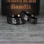 Nautical Ring, Anchor Ring, Black Anchor Rings, Black Wedding Rings, Black Nautical Rings, Black Wedding Bands, Black Anchor Tungsten Rings