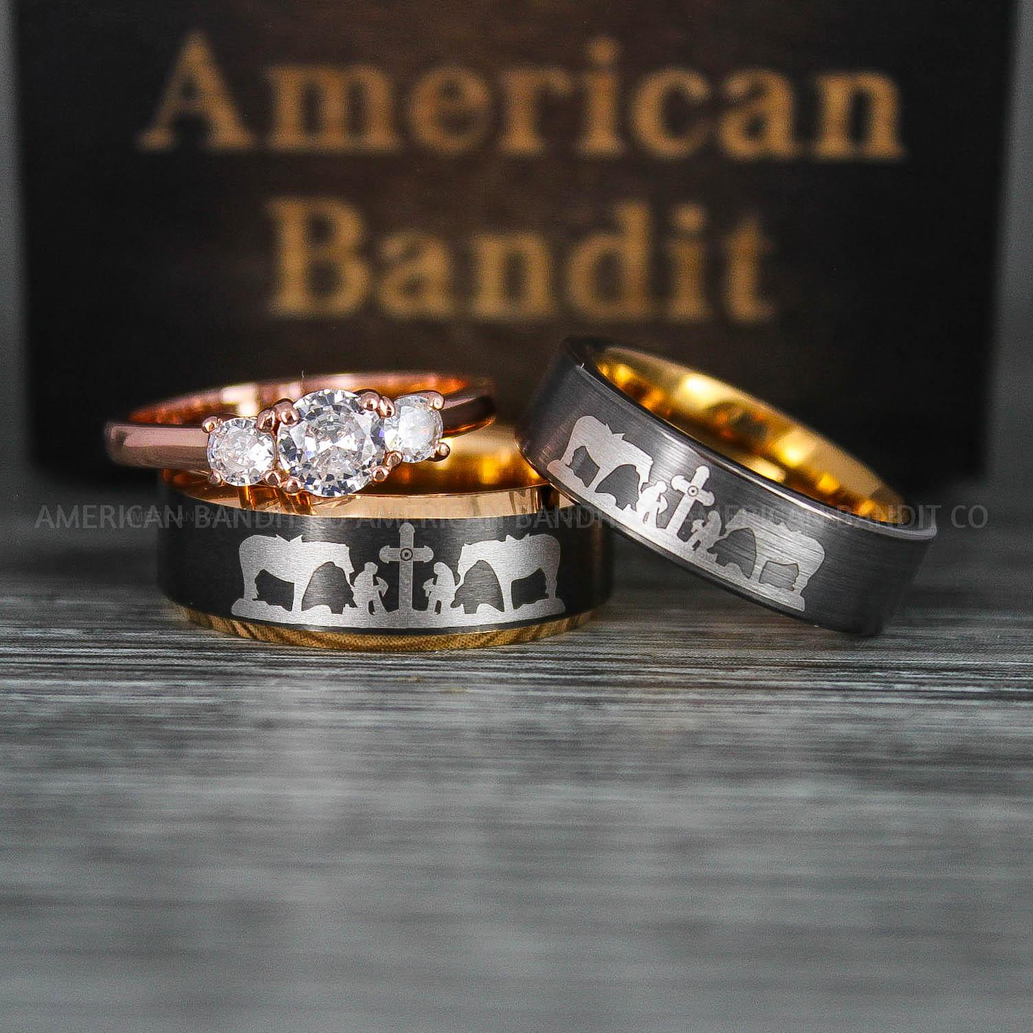IMG_5672 Cowboys Rings, Cowboys Wedding Rings, Cowboys Wedding Bands, Praying Cowboys Rings, Cowgirl Jewelry, Cowboy Jewelry, Cowgirl Wedding Bands - Image 1
