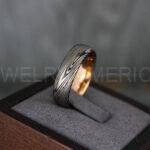 Damascus Steel Ring, Damascus Steel Wedding Ring, Damascus Steel Wedding Band, Gunmetal Wedding Ring, Gunmetal Damascus Steel Wedding Ring