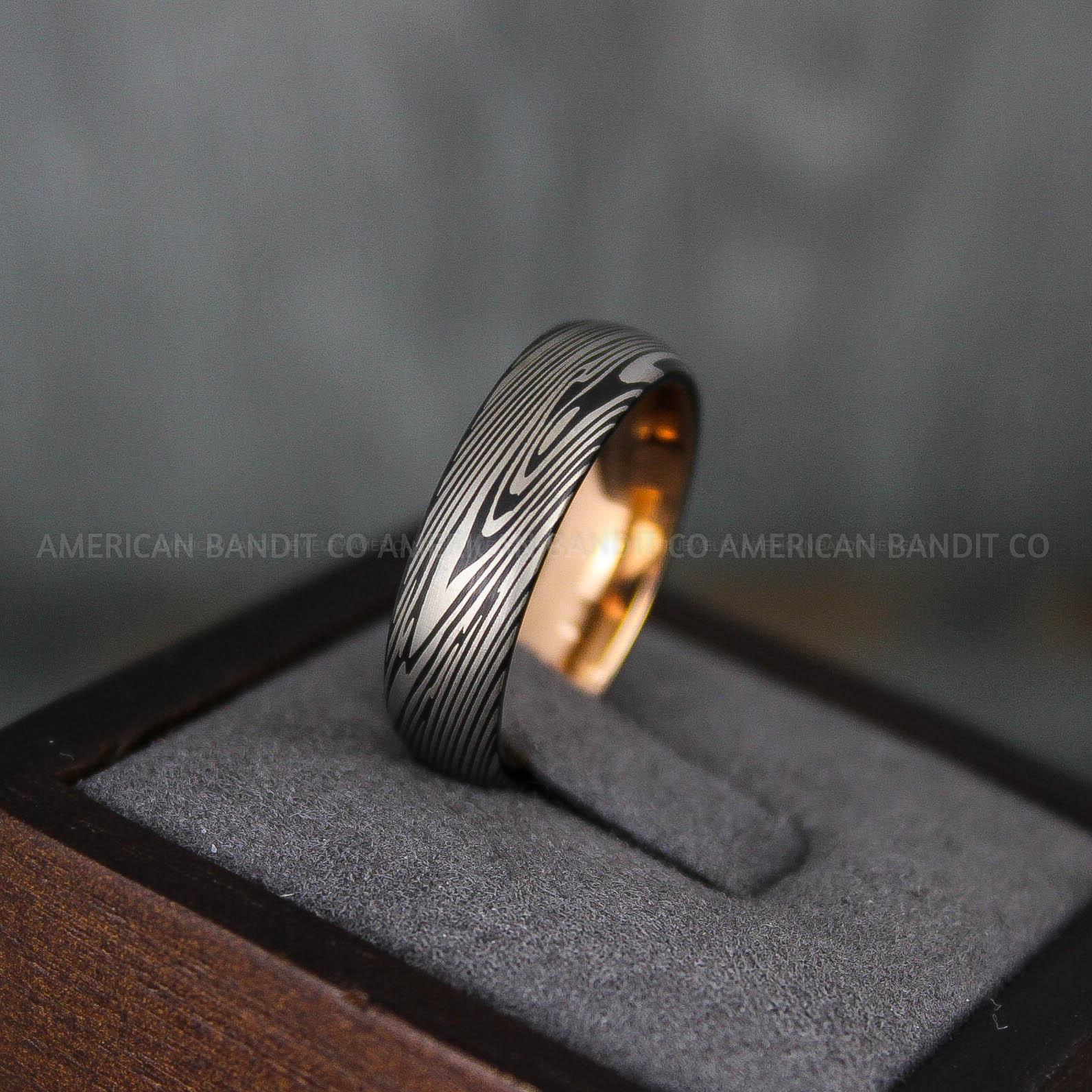 IMG_5680 Damascus Steel Ring, Damascus Steel Wedding Ring, Damascus Steel Wedding Band, Gunmetal Wedding Ring, Gunmetal Damascus Steel Wedding Ring - Image 1