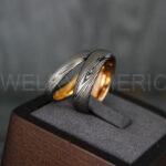 Damascus Steel Ring, Damascus Steel Wedding Ring, Damascus Steel Wedding Band, Gunmetal Wedding Ring, Gunmetal Damascus Steel Wedding Ring - Image 4