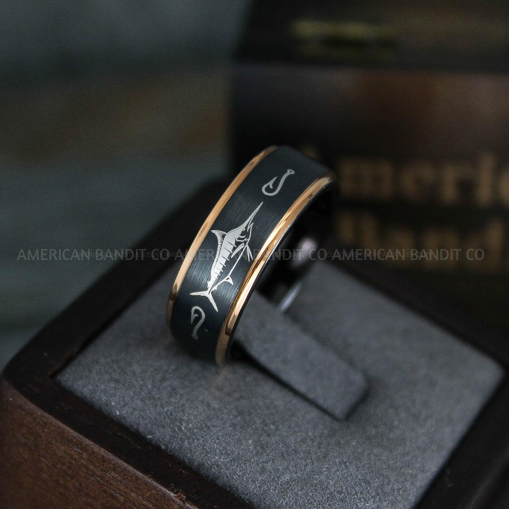 IMG_5706 Marlin Ring, Marlin Jewelry, Fishing Ring, Fisherman Ring, Marlin Wedding Ring, Hunting Ring, Fish Hooks Ring - Image 1