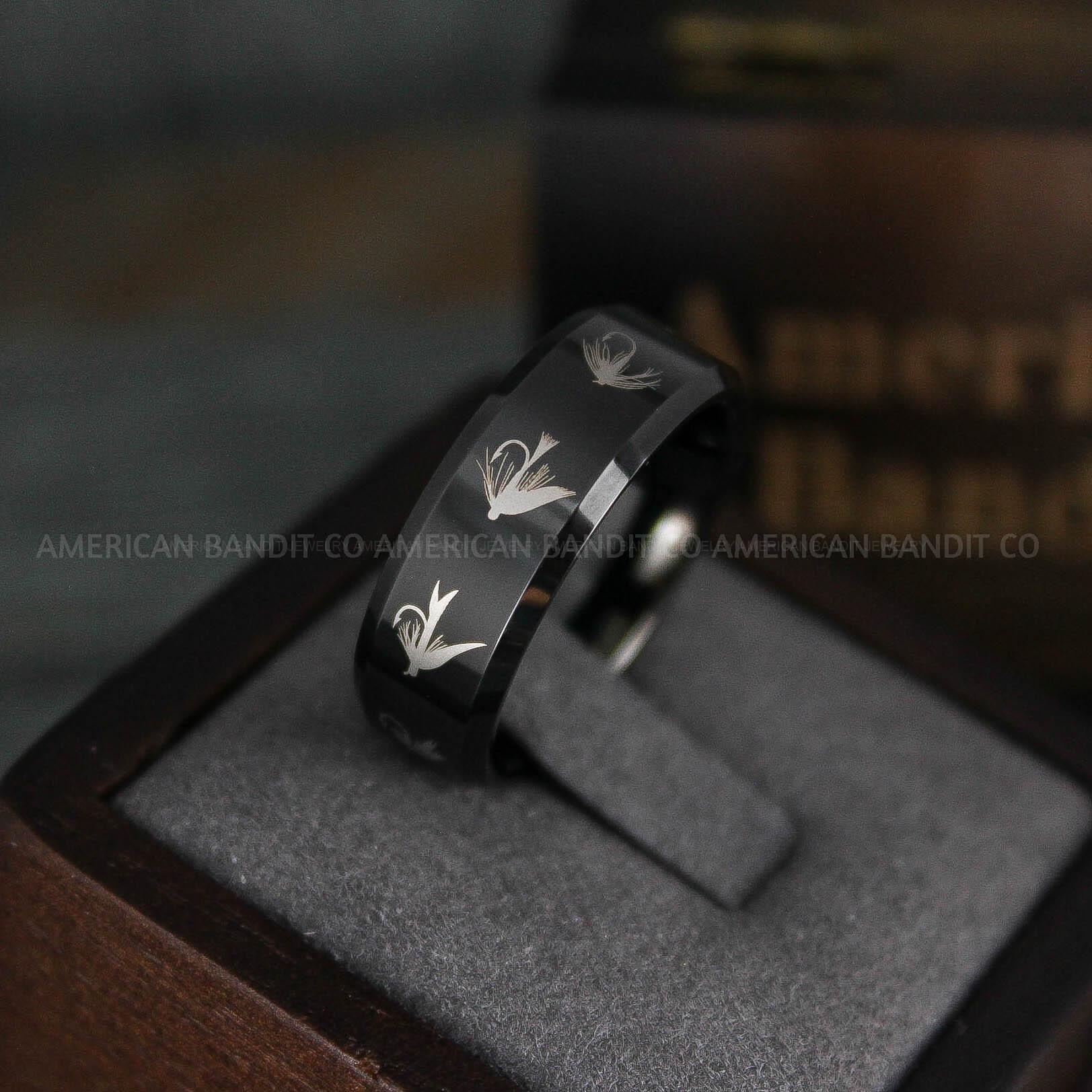 IMG_5715 Fly Fishing Ring, Fly Fishing Lure Ring, Lure Ring, Fishing Jewelry, Fishing Ring, Fish Hook Ring, Hunting Ring, Fish Hooks Wedding Band - Image 1