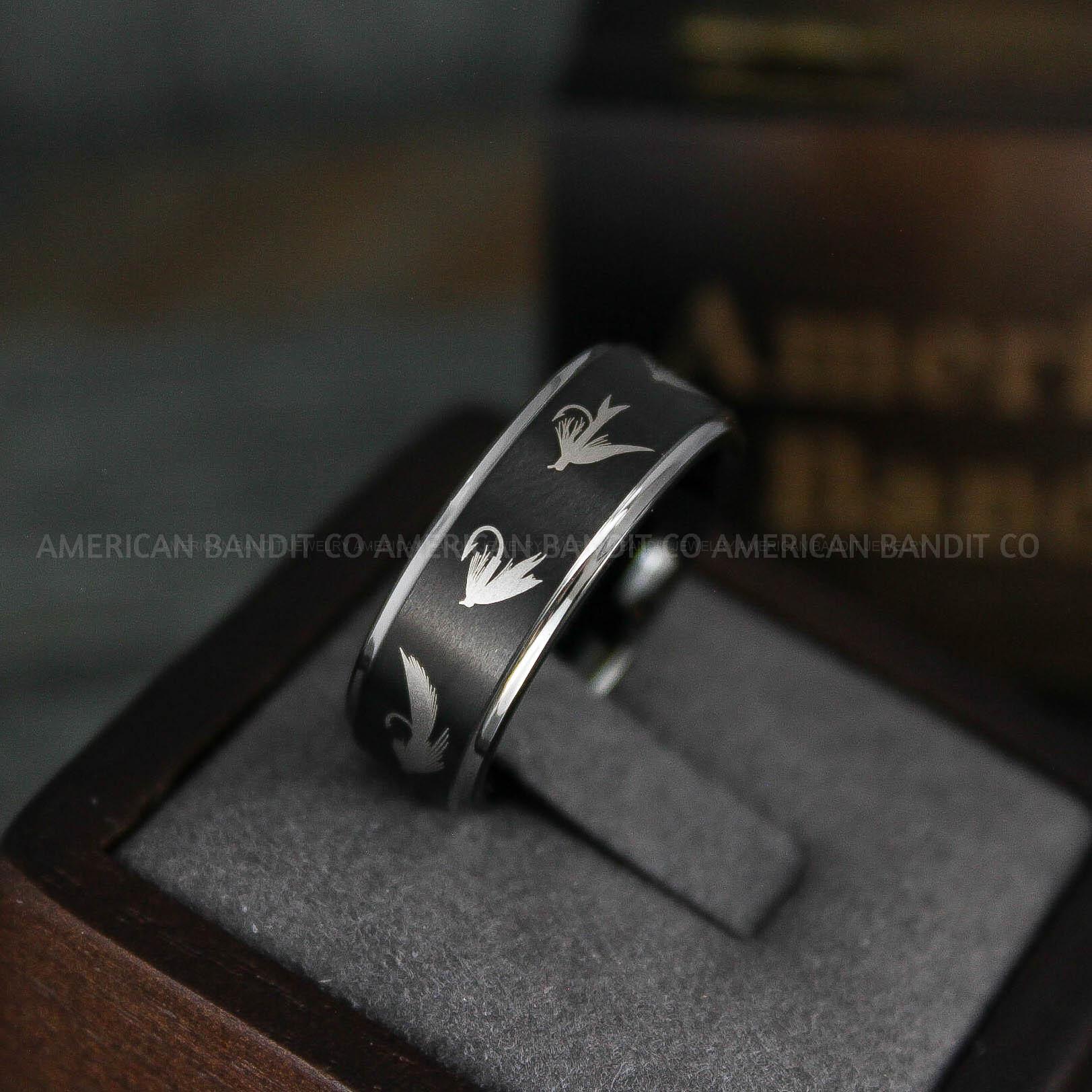 IMG_5720 Fly Fishing Ring, Fly Fishing Lure Ring, Lure Ring, Fishing Jewelry, Fishing Ring, Fish Hook Ring, Hunting Ring, Fish Hooks Wedding Band - Image 1