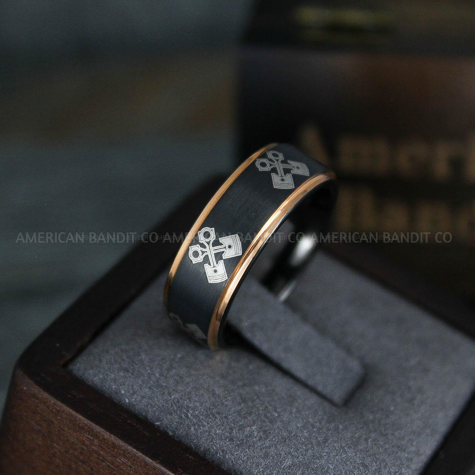 IMG_5725 Engine Pistons Ring, Engine Ring, Mechanic Ring, Mechanic Wedding Band - Image 1
