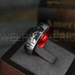 Forest Ring, Mountain Range Ring, Mountains Scene Ring, Wolf Ring, Hunting Wedding Band