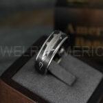 Barracuda Ring, Fisherman Ring, Barracuda Jewelry, Fishing Ring, 8mm Black Tungsten Band with Beveled Edge Barracuda Fish Ring, Hunting Ring, Fish Hooks Ring