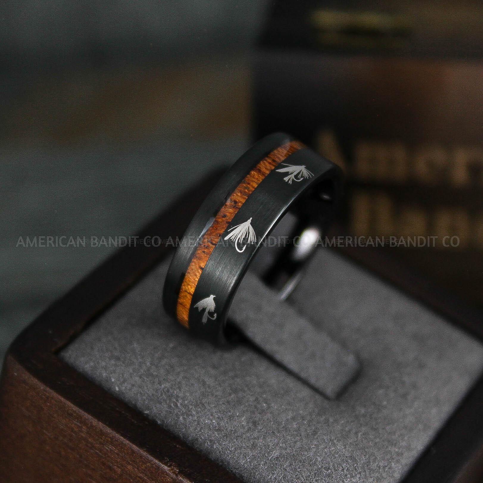 IMG_5732 Fly Fishing Ring, Fly Fishing Lure Ring, Lure Ring, Fishing Jewelry, Fishing Ring, Fish Hook Ring, Hunting Ring, Fish Hooks Wedding Band - Image 1