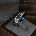 Forest Ring, Mountain Range Ring, Mountains Scene Ring, Wolf Ring, Hunting Wedding Band