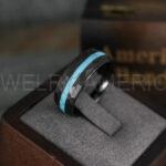 Turquoise Ring, Turquoise Wedding Ring, Turquoise Wedding Band, Turquoise Jewelry, Black Wedding Ring, Black Wedding Band, Turquoise Ring