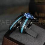 Turquoise Rings, Turquoise Wedding Rings, Turquoise Wedding Bands, Turquoise Jewelry, Blac Wedding Rings, Black Wedding Bands, Turquoise Rings