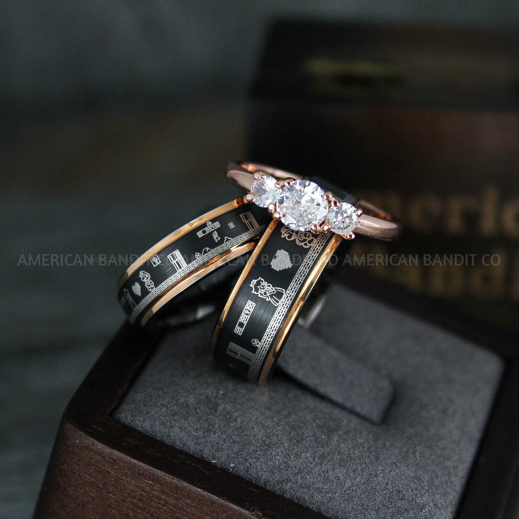 IMG_5751 Mario Rings, Mario Brothers Wedding Rings, Gamer Rings, Gamer Jewelry, Mario Wedding Bands, Gamer Wedding Rings - Image 1