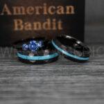 Turquoise Rings, Turquoise Wedding Rings, Turquoise Wedding Bands, Turquoise Jewelry, Blac Wedding Rings, Black Wedding Bands, Turquoise Rings - Image 2