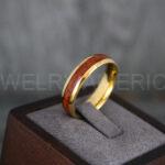 Wood Ring, Wood Wedding Band, Wood Wedding Ring, Yellow Gold Wedding Ring, Yellow Gold Wedding Band - Image 4